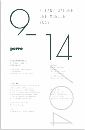 Porro, image:news_immagini - Porro Spa - PORRO - INVITATION OF SALONE DEL MOBILE 2019
