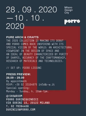 Porro, image:news_immagini - Porro Spa - 28.09-10.10.2020<br />MILANO DESIGN CITY<br /> <br /><br />