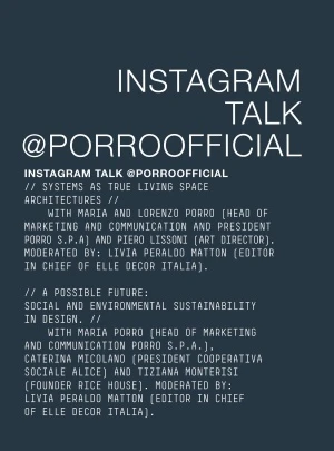 Porro, image:news_immagini - Porro Spa - 28.09-10.10.2020<br />MILANO DESIGN CITY<br /> <br /><br />