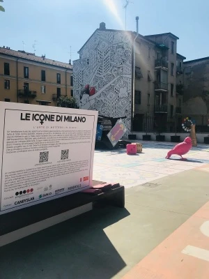Porro, image:news_immagini - Porro Spa - MARIA PORRO NELL’ISTALLAZIONE “LE ICONE DI MILANO, L’ARTE DI METTERSI IN GIOCO”