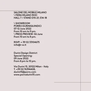 Porro, image:news_immagini - Porro Spa - Porro <br />@ Milano design week - Invitation